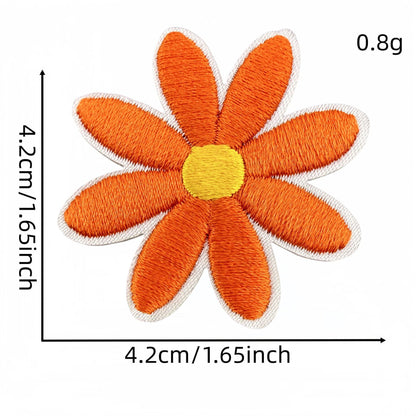 daisy flower embroidered patches multicolor floral set iron on