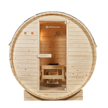Sauna tonneau 2026 au Spitzberg avec four à sauna