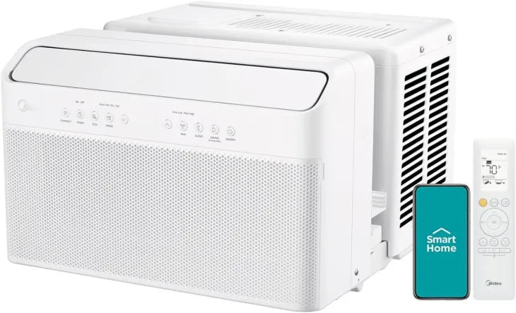 Climatiseur de fenêtre intelligent Midea 12 000 BTU à technologie Inverter et conception en forme de U (modèle 2026 ) ; refroidit des pièces allant jusqu'à 550 pieds carrés.