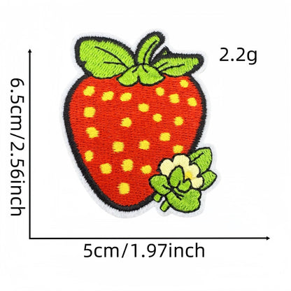 strawberry embroidered patches fruit design set iron on