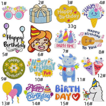 birthday party embroidered patches celebration theme iron on