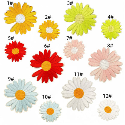 colorful daisy embroidered patches peel and stick self adhesive