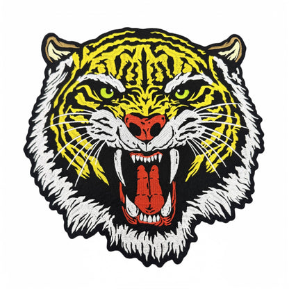tiger head embroidered patches large animal design iron on