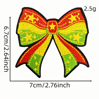 bow embroidered patches iron on multicolor