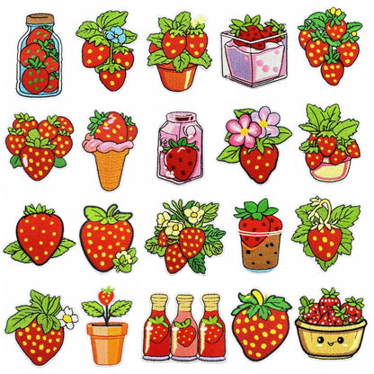 strawberry embroidered patches fruit design set iron on
