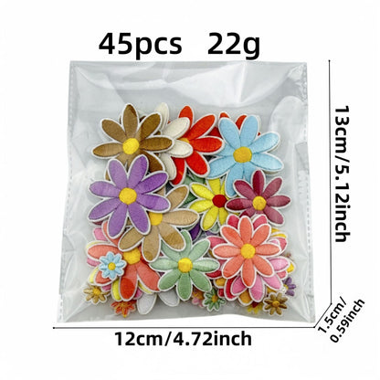 daisy flower embroidered patches multicolor floral set iron on