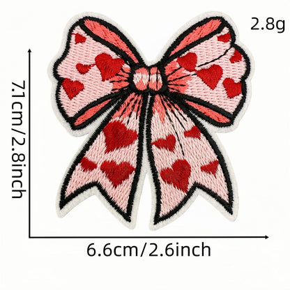 red bow embroidered patches iron on multicolor