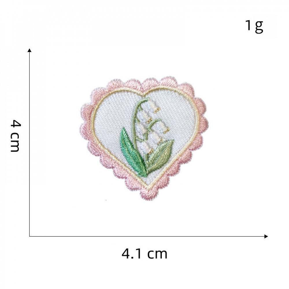 floral heart embroidered patches flower design iron on