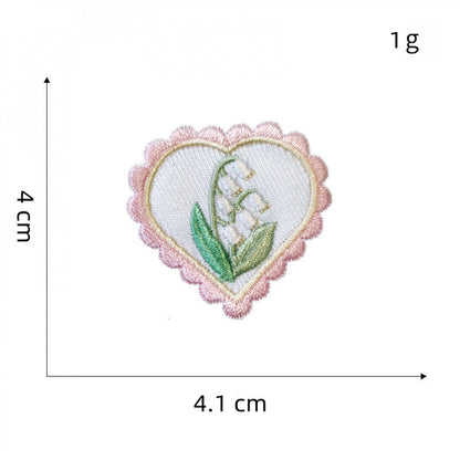 floral heart embroidered patches flower design iron on