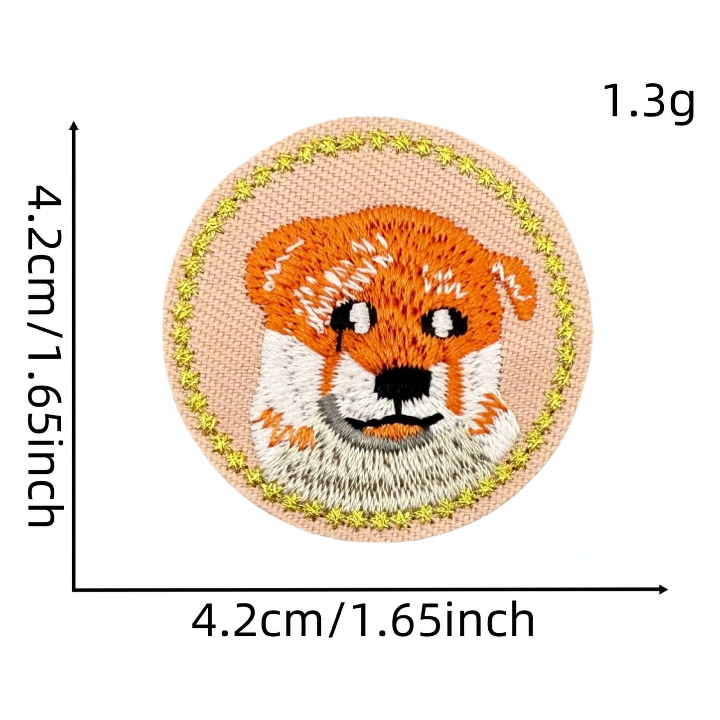 round animal face embroidered patches cat dog fox iron on