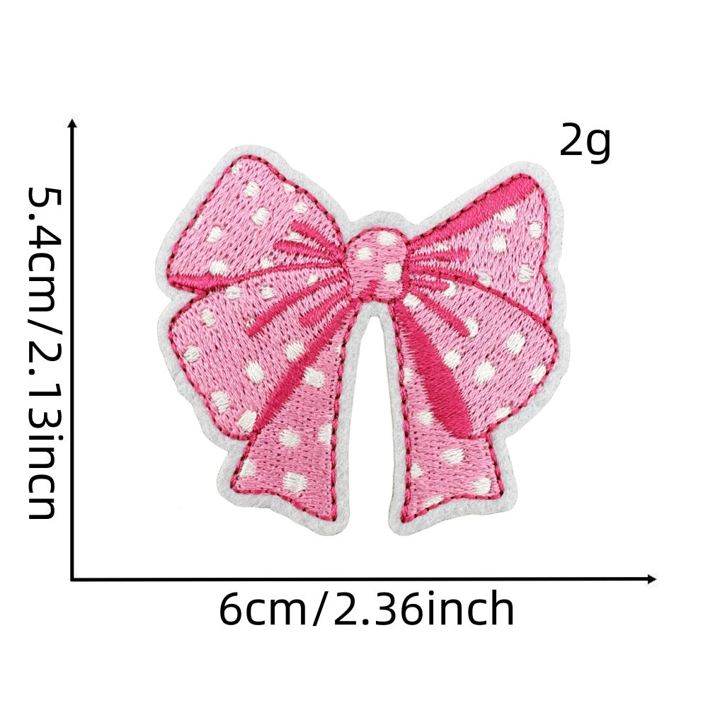 pink bow embroidered patches iron on