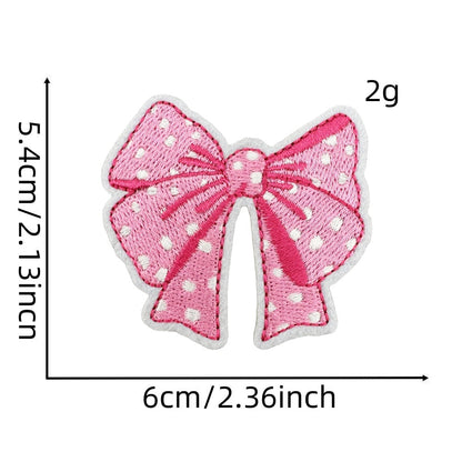 pink bow embroidered patches iron on