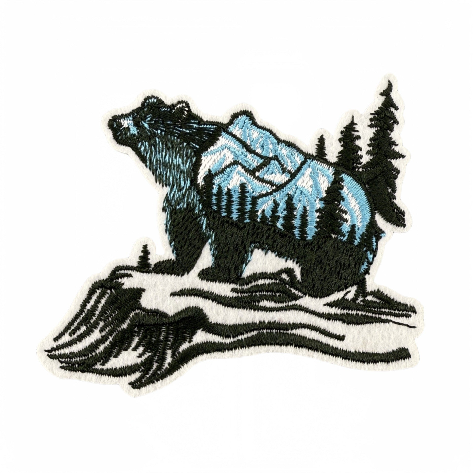 scenic bear embroidered patches nature landscape design iron on