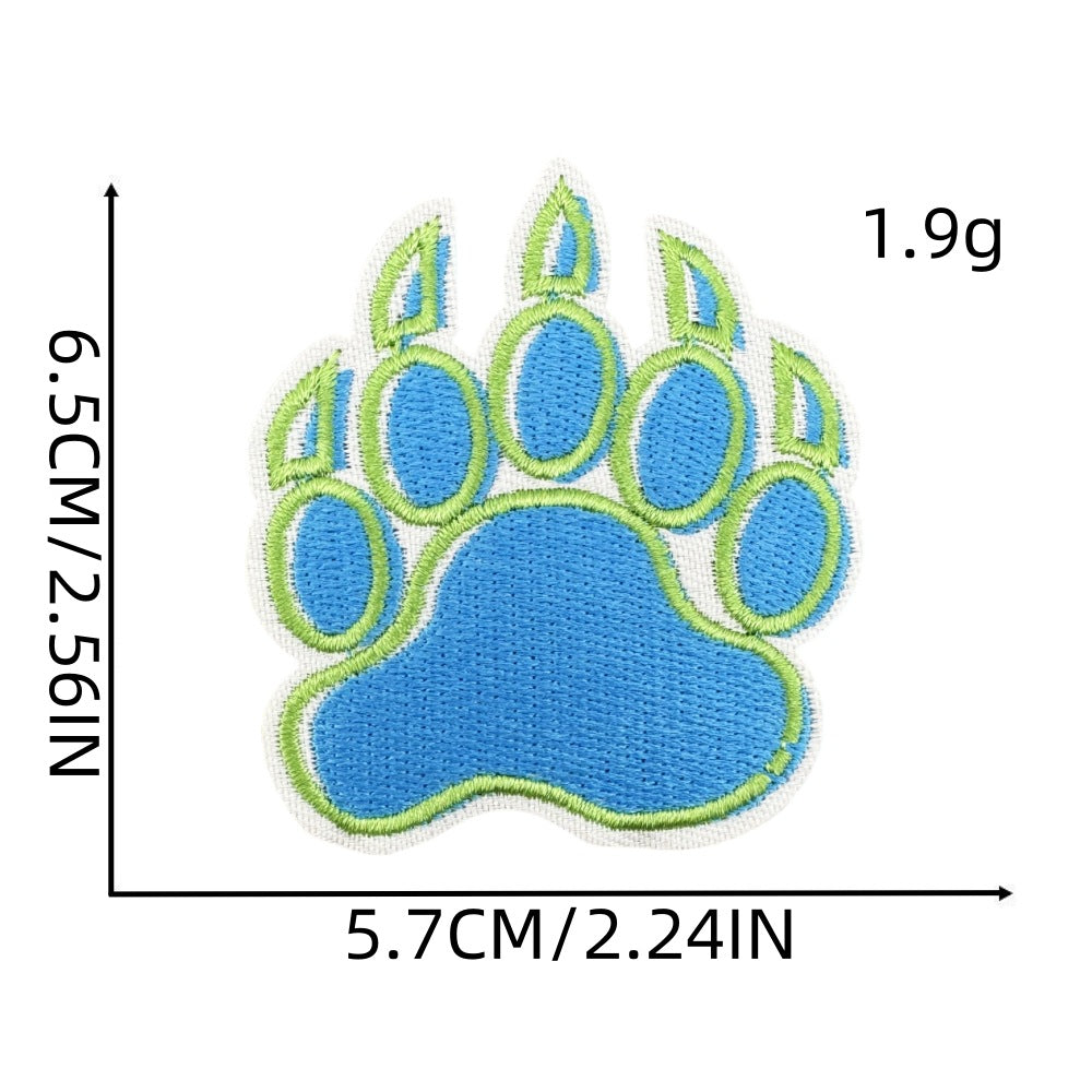 colorful animal paw print embroidered patches iron on