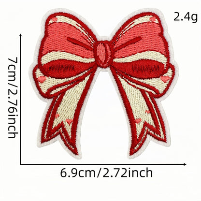 red bow embroidered patches iron on multicolor