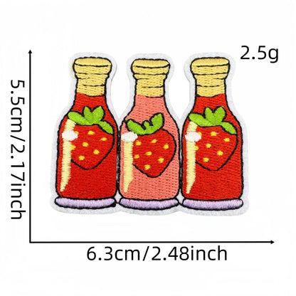 strawberry embroidered patches fruit design set iron on