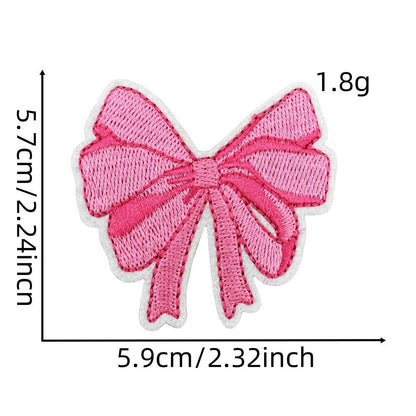 pink bow embroidered patches iron on