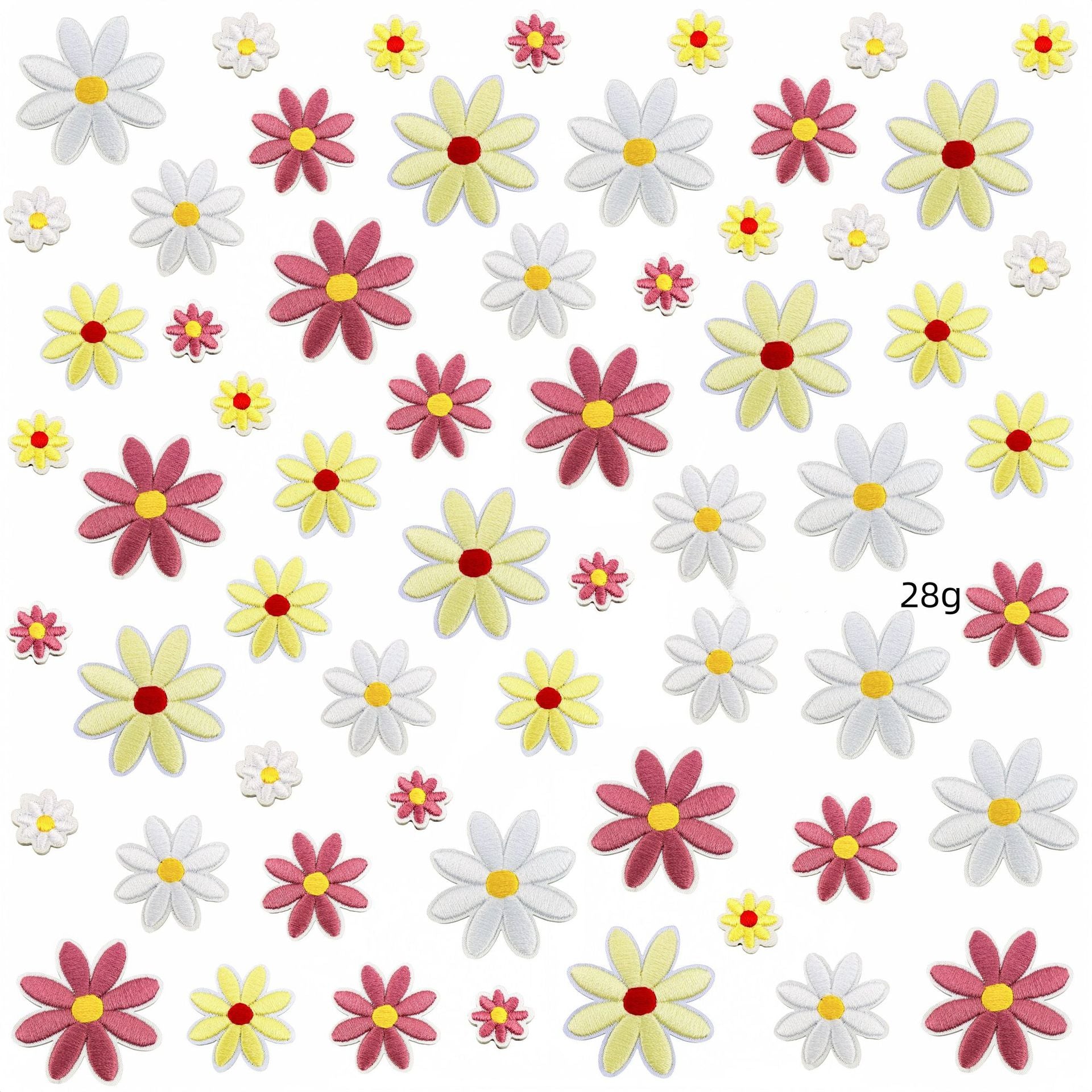 daisy flower embroidered patches multicolor floral set iron on