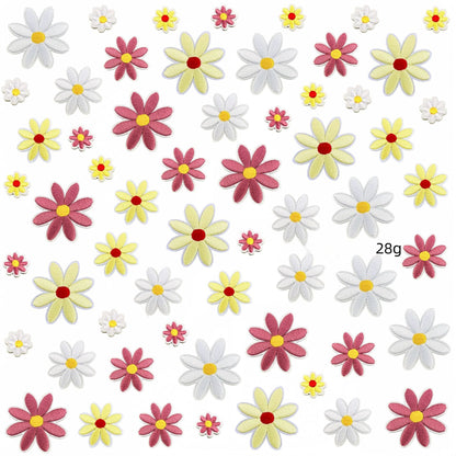 daisy flower embroidered patches multicolor floral set iron on
