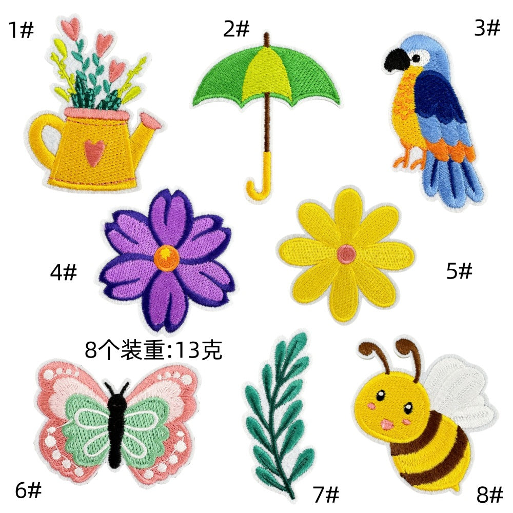 bee butterfly floral embroidered patches summer garden iron on