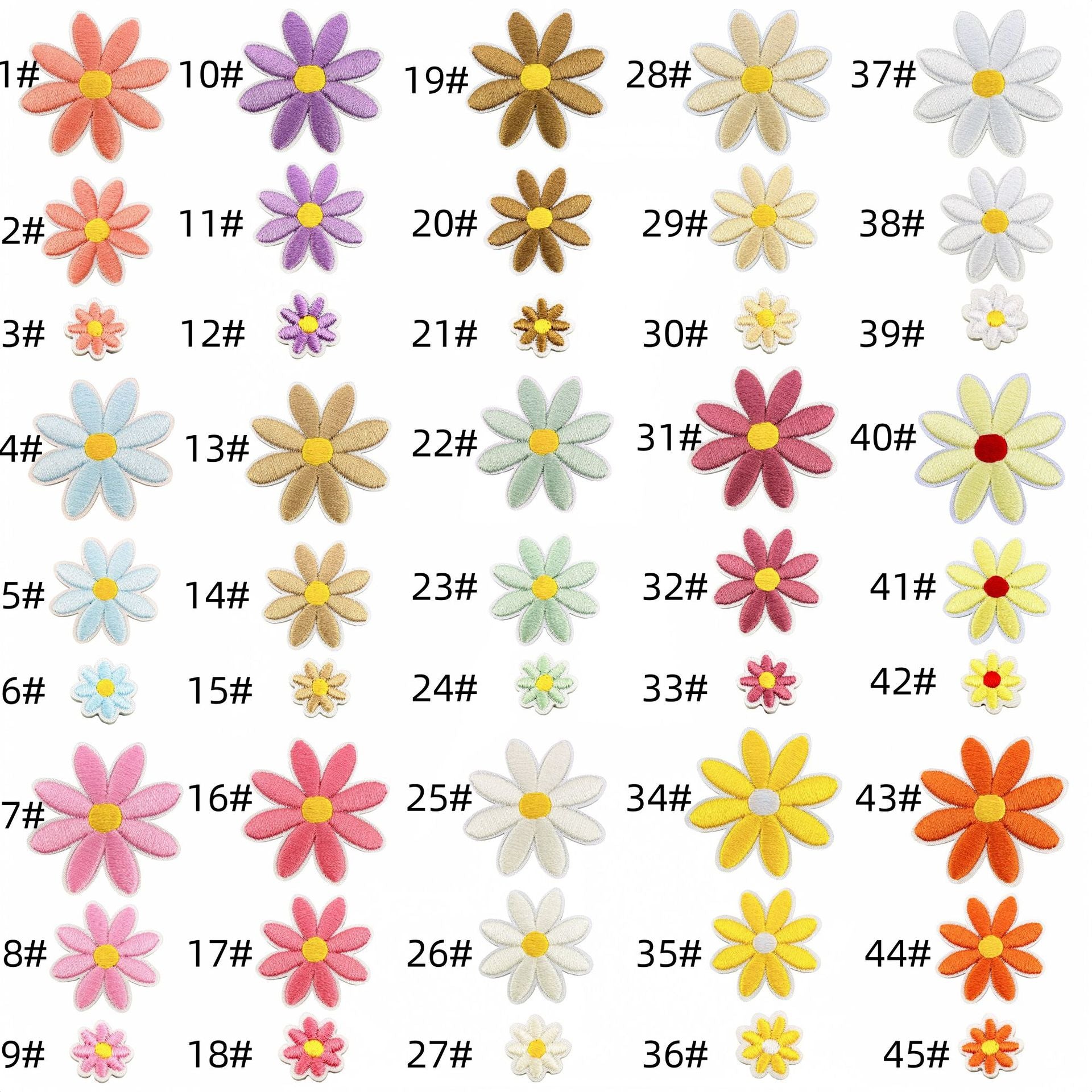 daisy flower embroidered patches multicolor floral set iron on