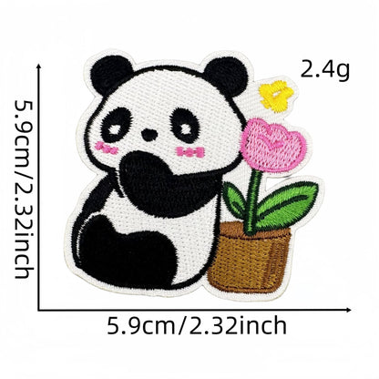 cute panda embroidered patches animal design iron on