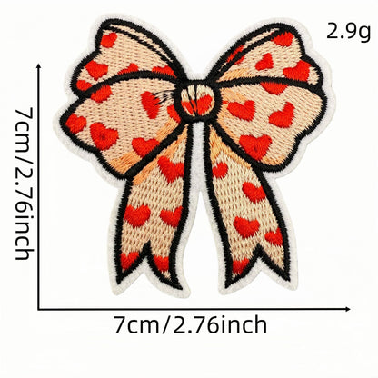 red bow embroidered patches iron on multicolor