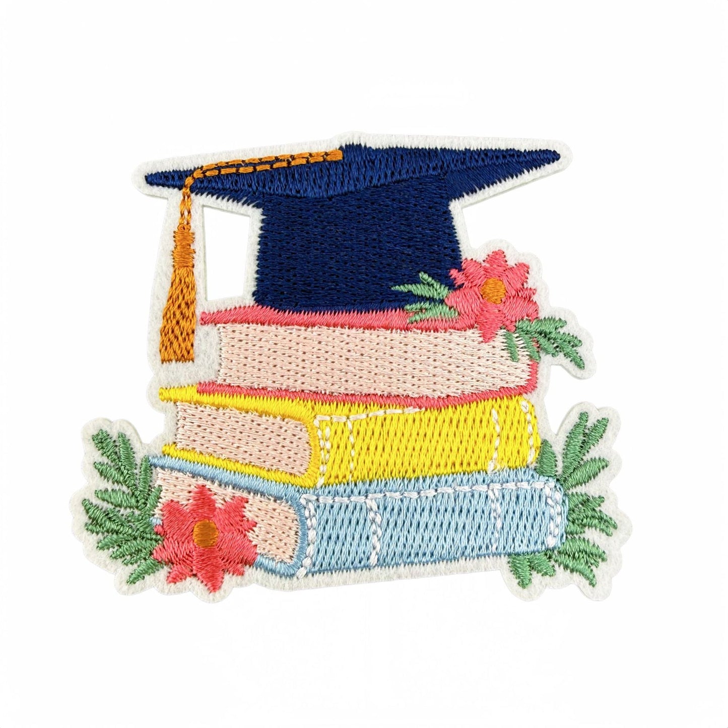 graduation embroidered patches cap trophy design iron on