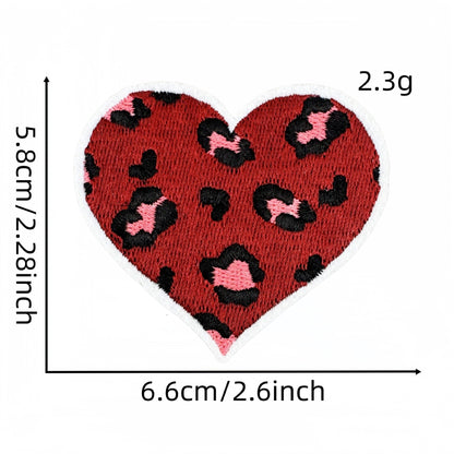 heart embroidered patches plaid polka dot animal print iron on