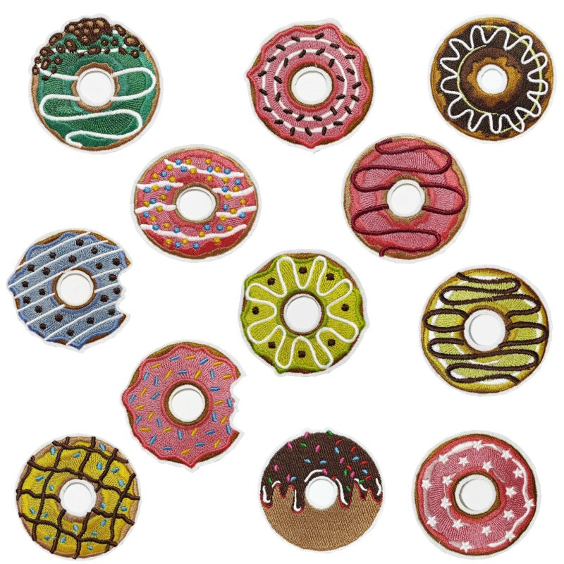 donut embroidered patches sweet food design iron on