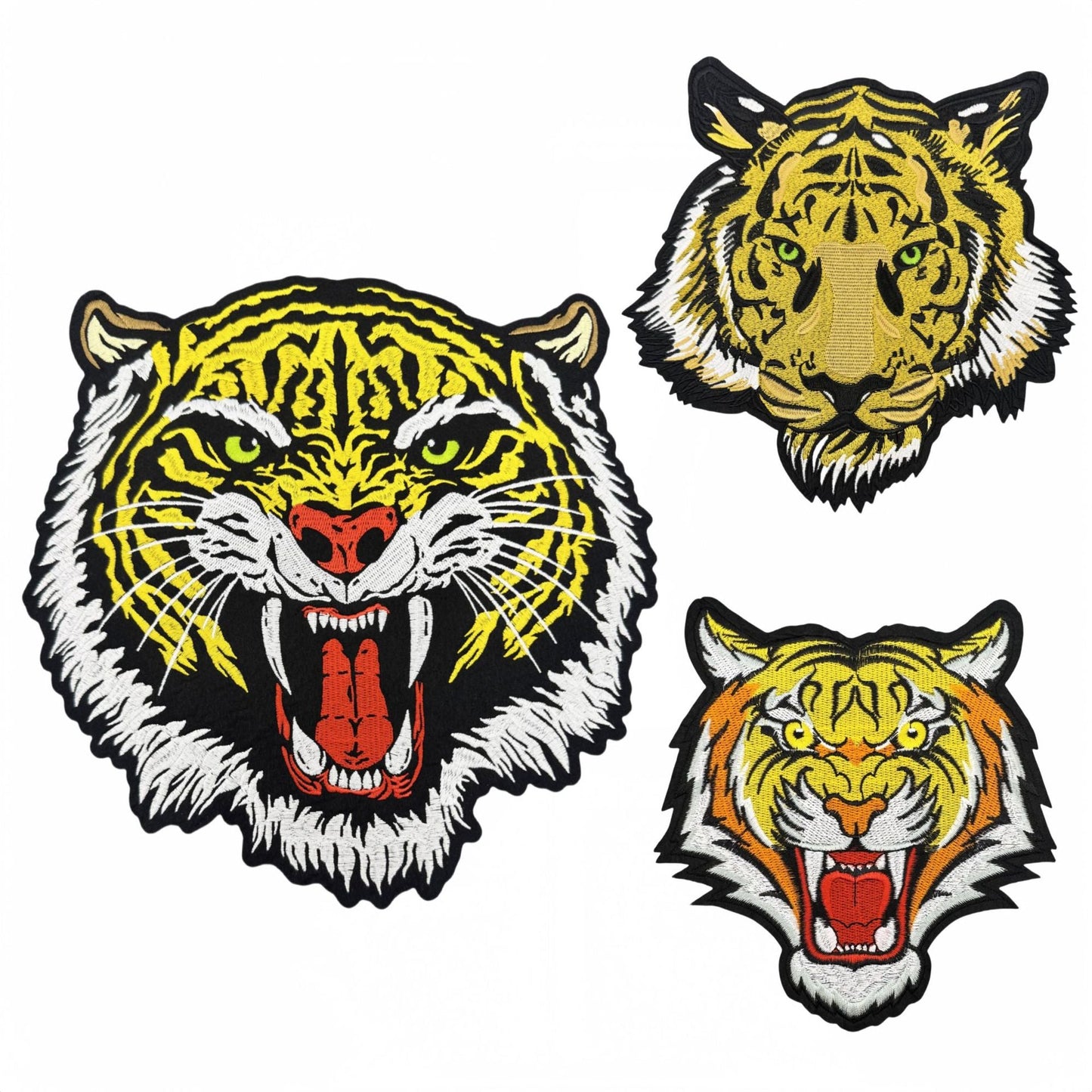tiger head embroidered patches large animal design iron on