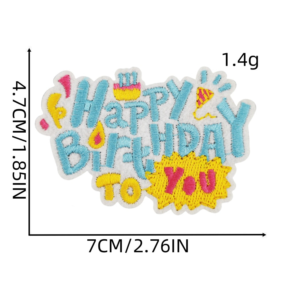 birthday party embroidered patches celebration theme iron on