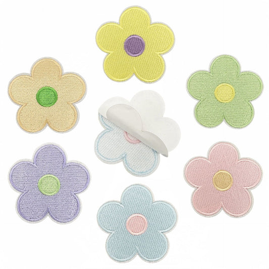 pastel flower embroidered patches peel and stick self adhesive