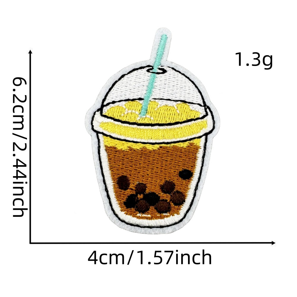 cute food embroidered patches burger boba ice cream iron on