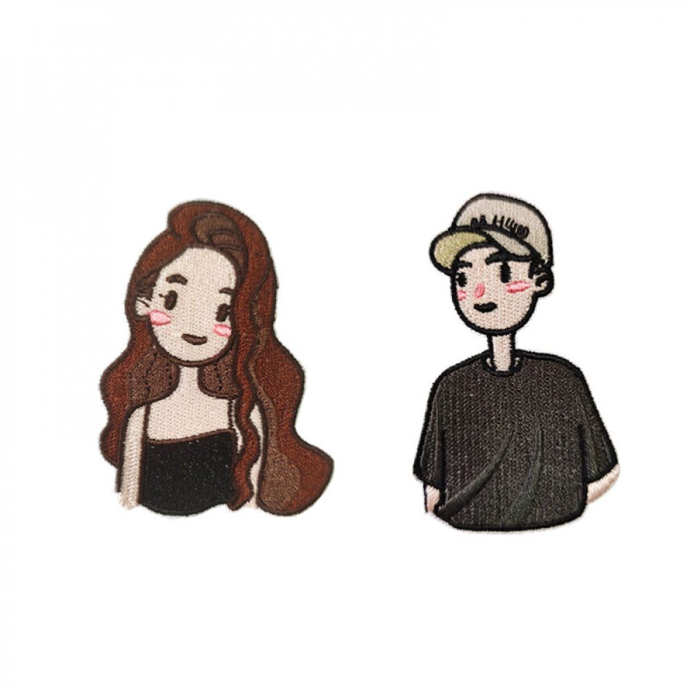 cartoon character embroidered patches iron on couple style