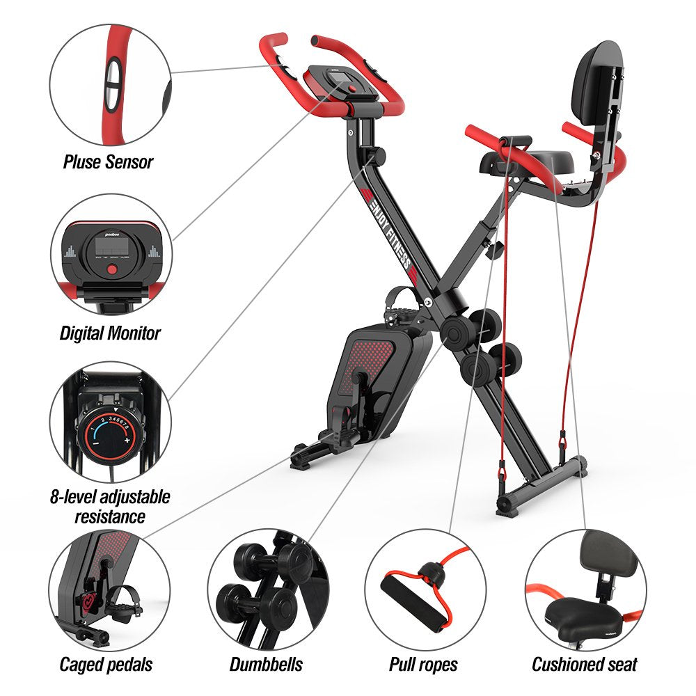 Vélo d'entraînement pliable Pooboo 3 en 1 pour la maison, supportant jusqu'à 136 kg (300 lb).