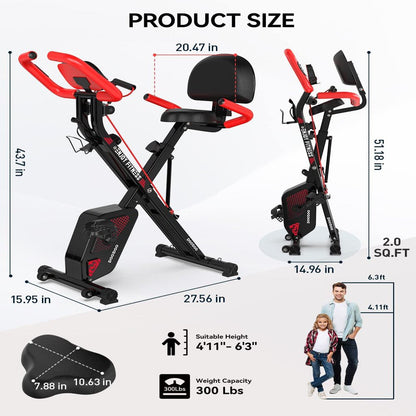Vélo d'entraînement pliable Pooboo 3 en 1 pour la maison, supportant jusqu'à 136 kg (300 lb).
