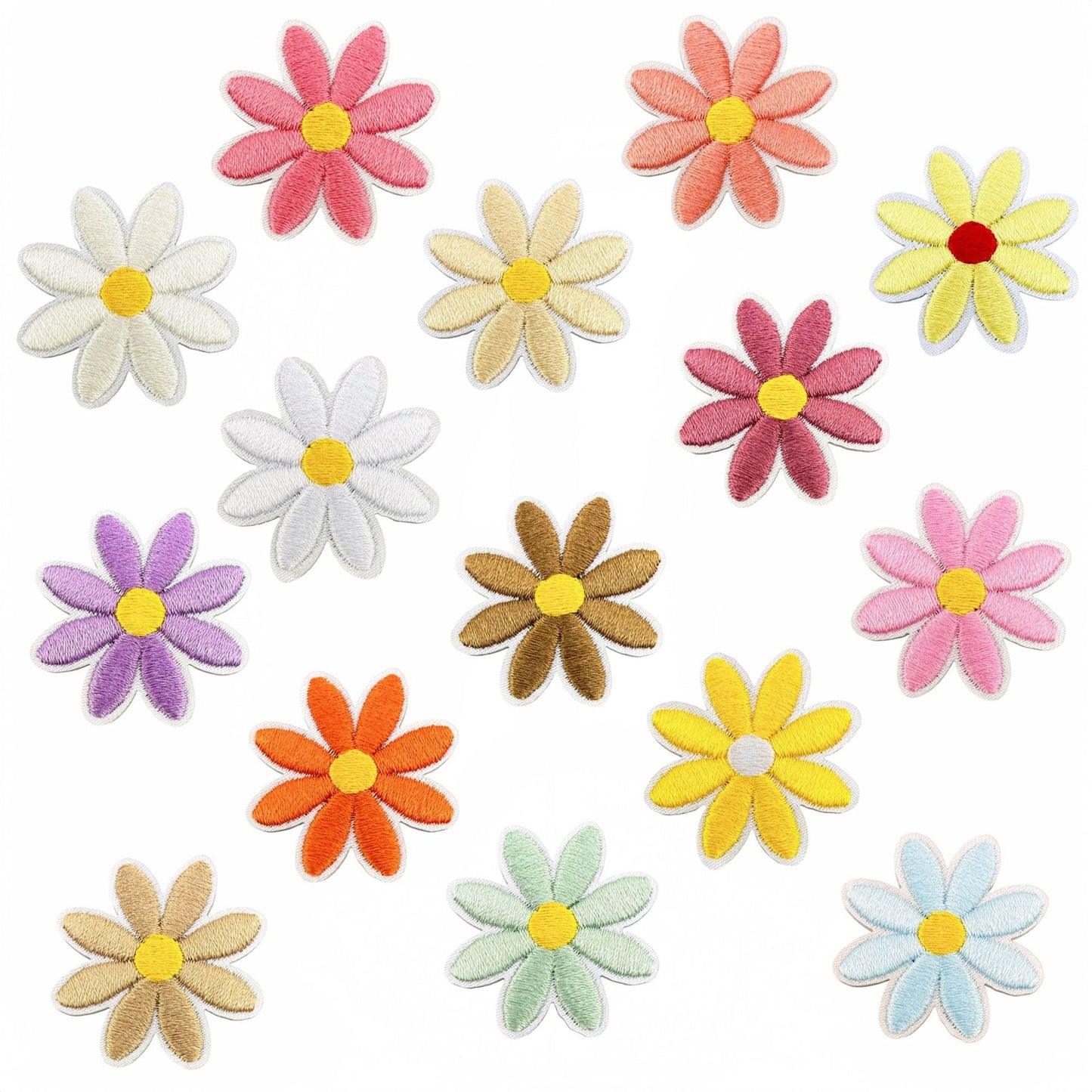 daisy flower embroidered patches multicolor floral set iron on