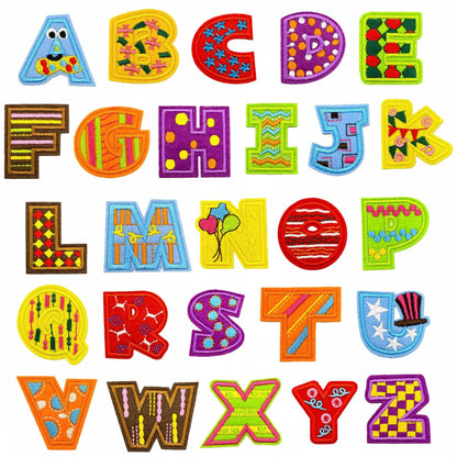 colorful alphabet embroidered patches A to Z letter design iron on