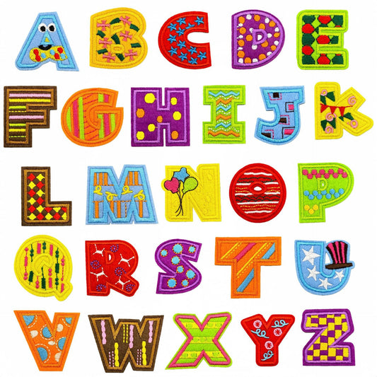 colorful alphabet embroidered patches A to Z letter design iron on