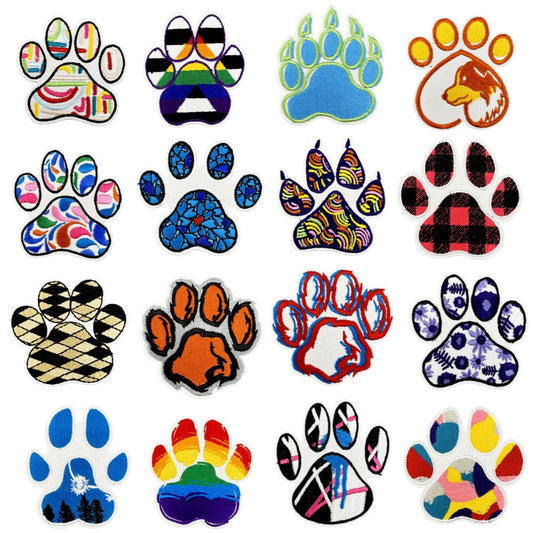 colorful animal paw print embroidered patches iron on