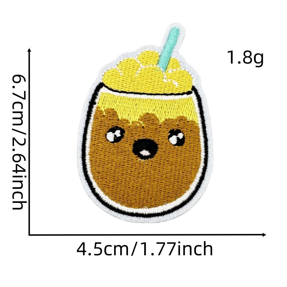 cute food embroidered patches burger boba ice cream iron on