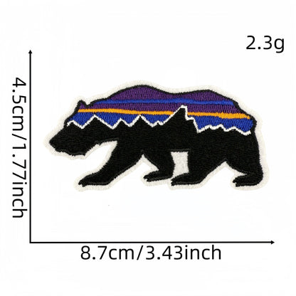 scenic bear embroidered patches nature landscape design iron on