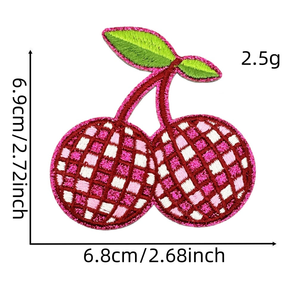checkered fruit embroidered patches sparkling design iron on
