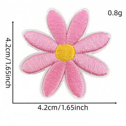 daisy flower embroidered patches multicolor floral set iron on