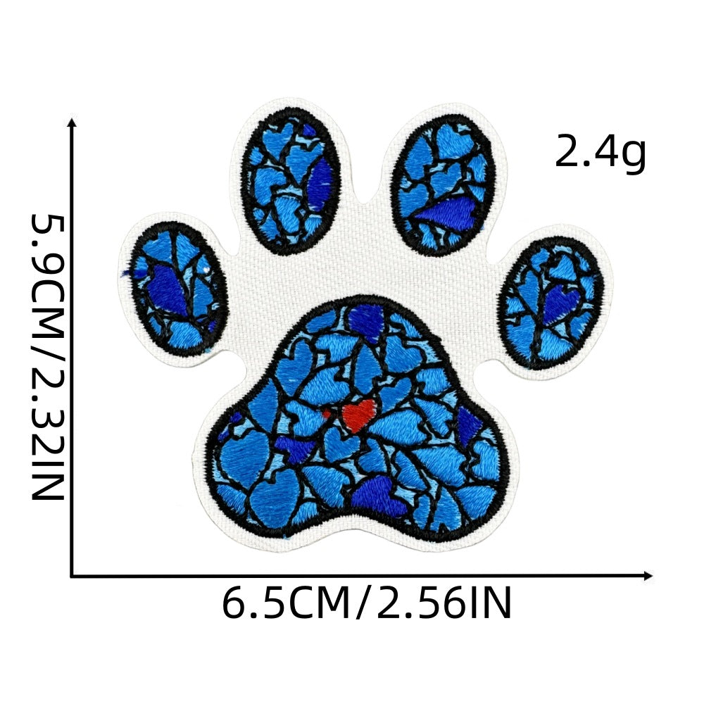 colorful animal paw print embroidered patches iron on