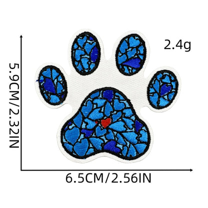 colorful animal paw print embroidered patches iron on