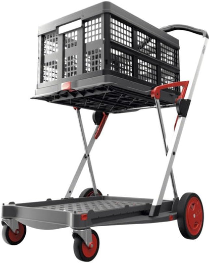 Chariots pliables, fonctionnels et polyvalents 2026 | Chariot pliable mobile | Chariot de courses avec boîte de rangement (noir)