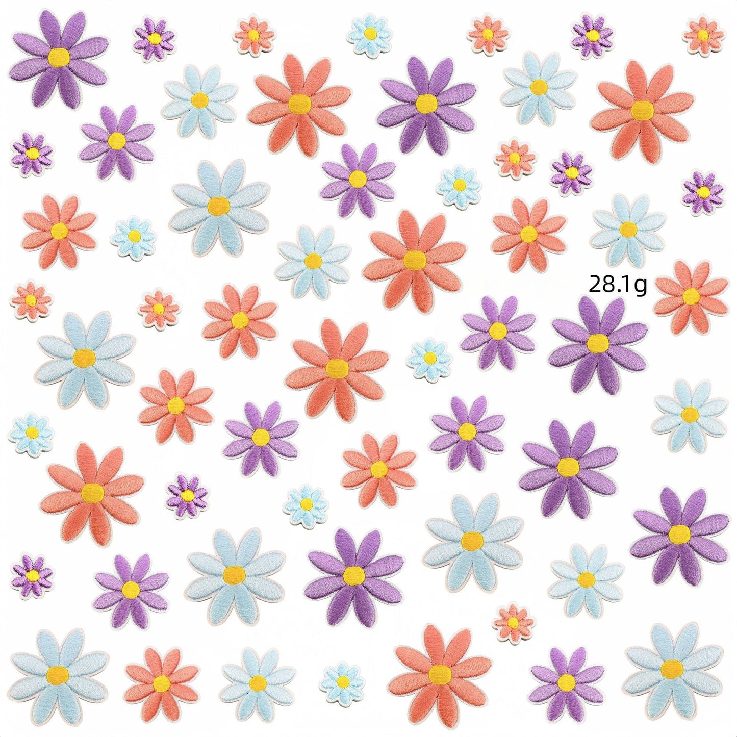 daisy flower embroidered patches multicolor floral set iron on