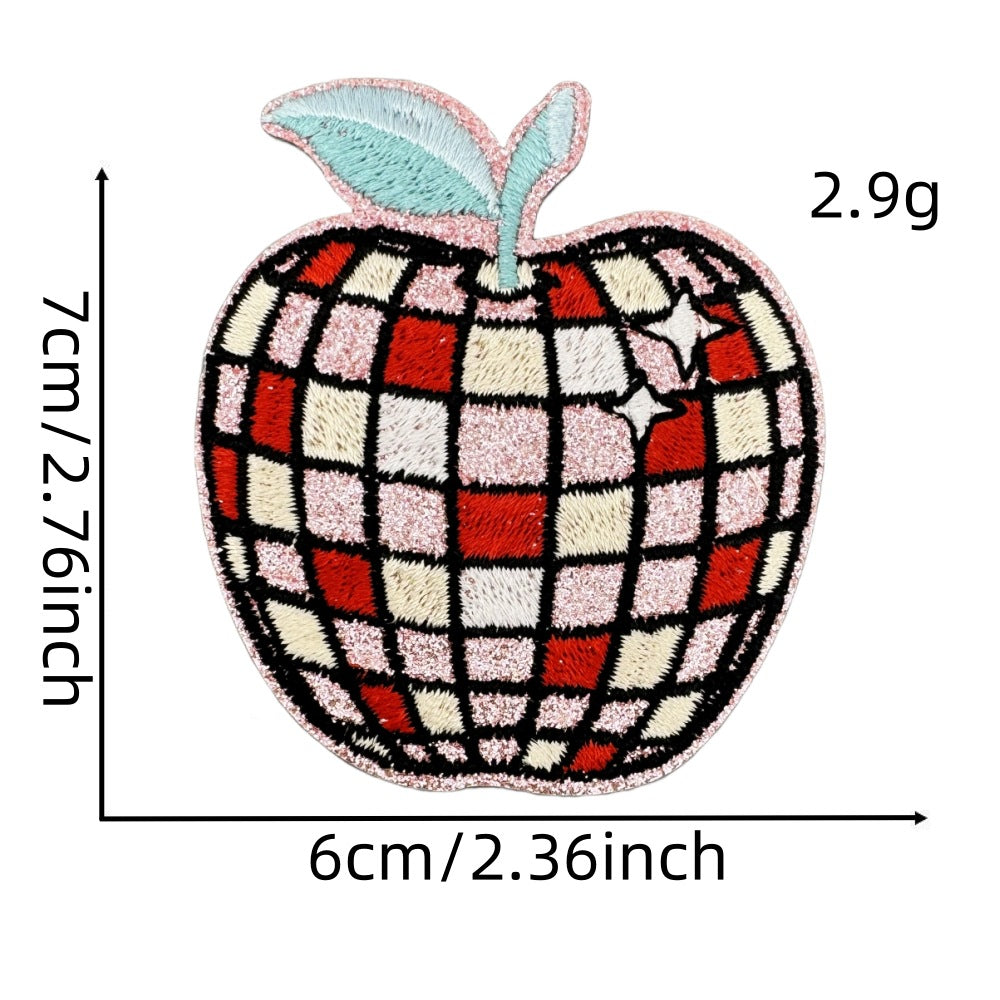 checkered fruit embroidered patches sparkling design iron on
